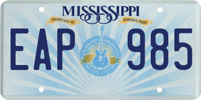 MS license plate EAP985