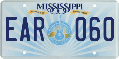 MS license plate EAR060