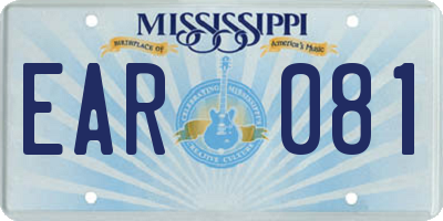 MS license plate EAR081