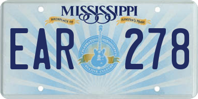 MS license plate EAR278
