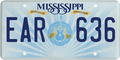 MS license plate EAR636