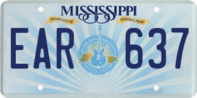 MS license plate EAR637