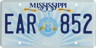 MS license plate EAR852