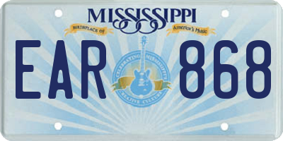 MS license plate EAR868