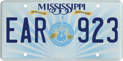 MS license plate EAR923