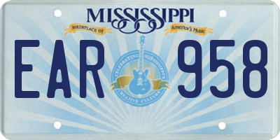 MS license plate EAR958