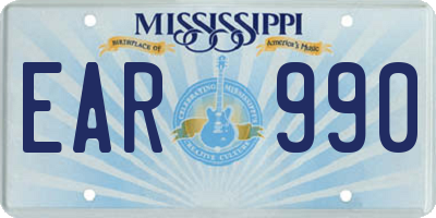MS license plate EAR990