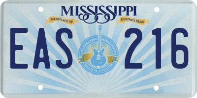 MS license plate EAS216