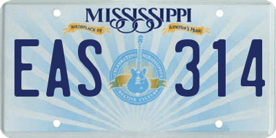 MS license plate EAS314