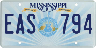 MS license plate EAS794