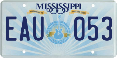 MS license plate EAU053