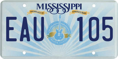 MS license plate EAU105
