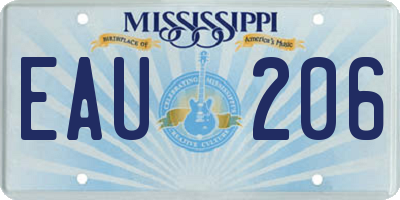 MS license plate EAU206