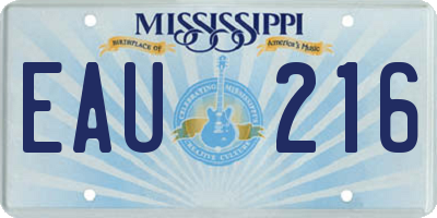 MS license plate EAU216