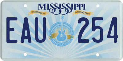 MS license plate EAU254