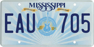 MS license plate EAU705