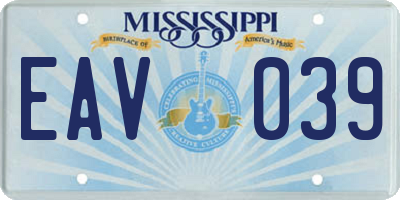 MS license plate EAV039