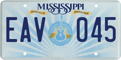 MS license plate EAV045