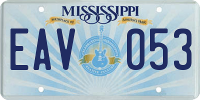 MS license plate EAV053