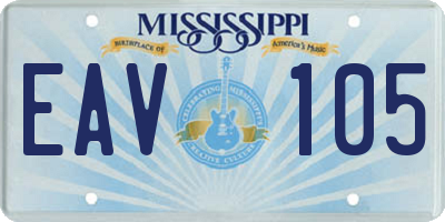 MS license plate EAV105