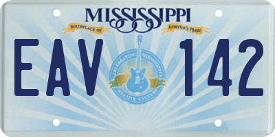 MS license plate EAV142