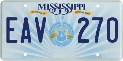 MS license plate EAV270