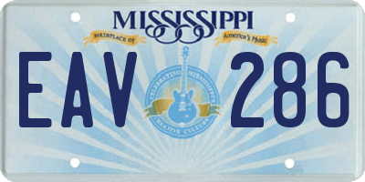 MS license plate EAV286