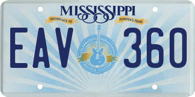 MS license plate EAV360