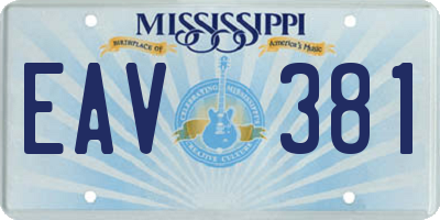 MS license plate EAV381