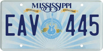 MS license plate EAV445