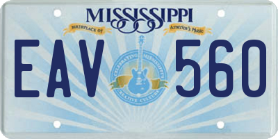 MS license plate EAV560