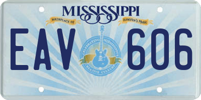 MS license plate EAV606