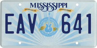 MS license plate EAV641