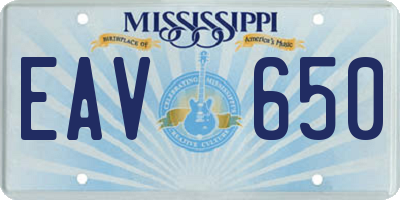 MS license plate EAV650