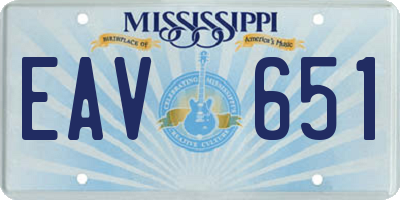 MS license plate EAV651