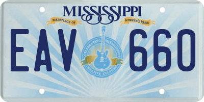 MS license plate EAV660