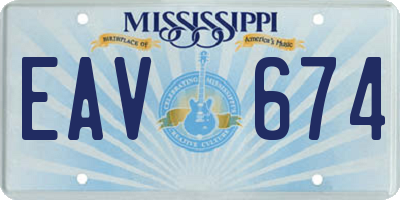 MS license plate EAV674
