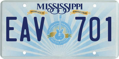 MS license plate EAV701