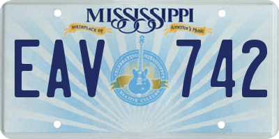 MS license plate EAV742