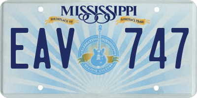 MS license plate EAV747