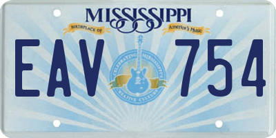 MS license plate EAV754