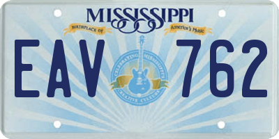 MS license plate EAV762