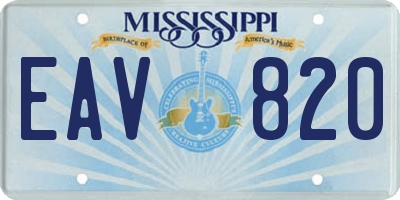 MS license plate EAV820