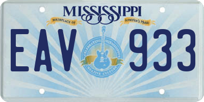 MS license plate EAV933