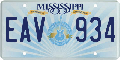 MS license plate EAV934