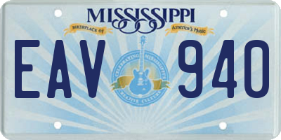 MS license plate EAV940