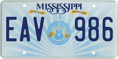 MS license plate EAV986