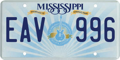MS license plate EAV996