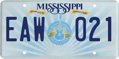 MS license plate EAW021