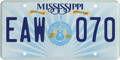 MS license plate EAW070